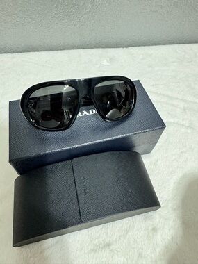 Prada Black Gloss Aviator Sunglasses